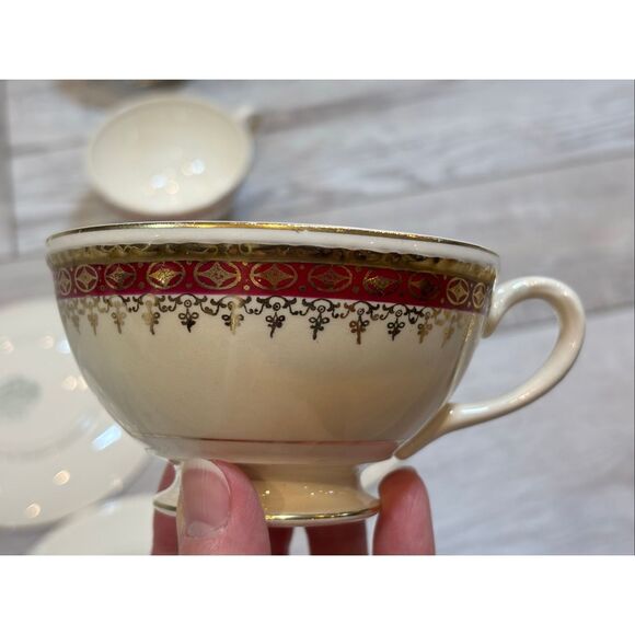 Homer Laughlin Georgian Eggshell Vintage Tea Cups and Saucers 8pc set - Picture 11 of 12